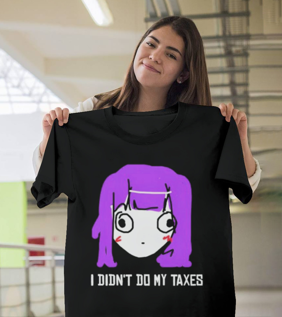 Jusagi Chan I Didn’t Do My Taxes Anime Style Purple Hair Sketch T-Shirt