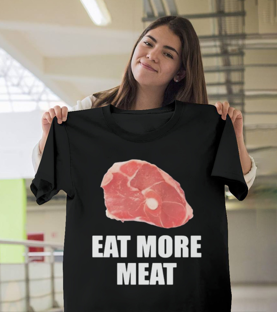 Oscar De La Hoya Wearing Eat More Meat Steak Slice T-Shirt