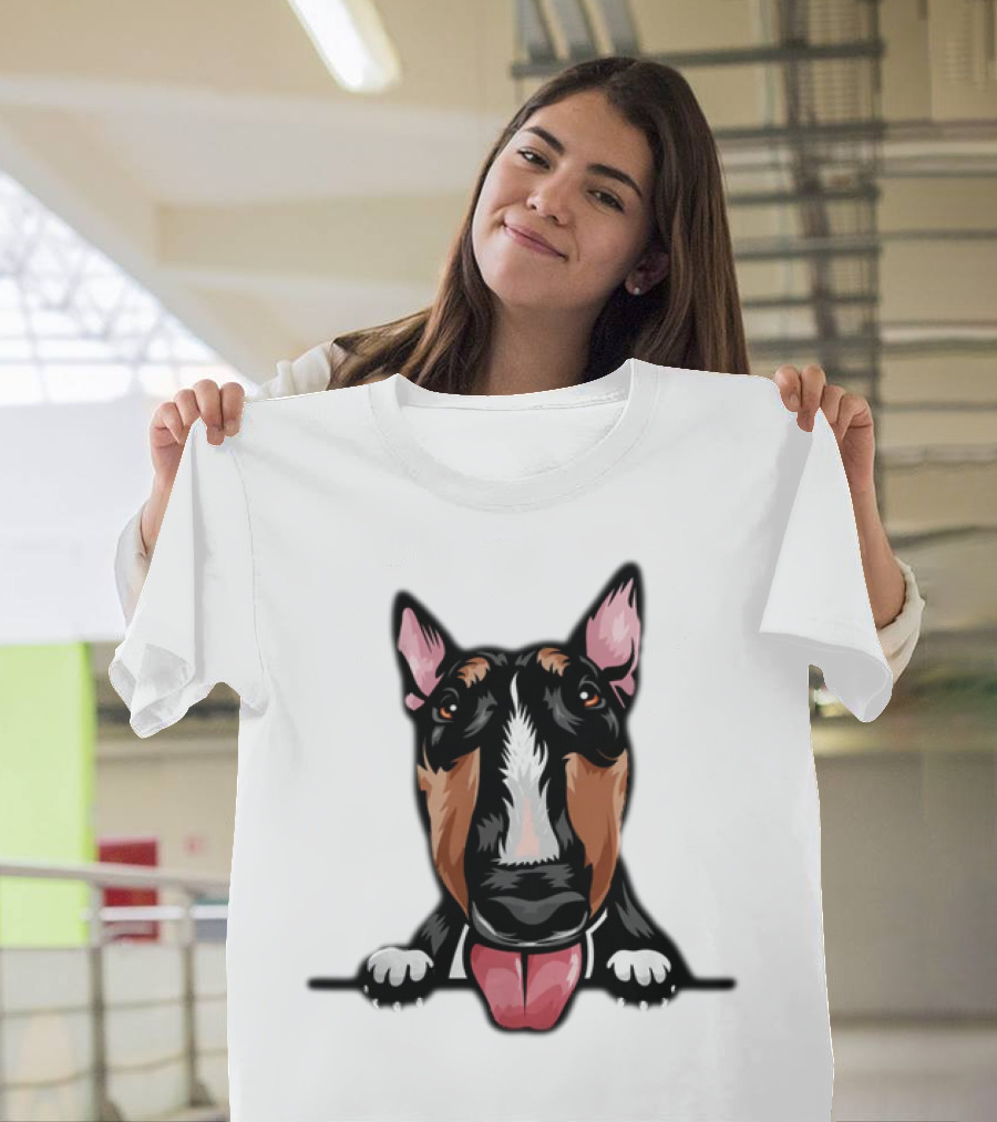 Animal Dog Bull Terrier Color Peeking T-Shirt