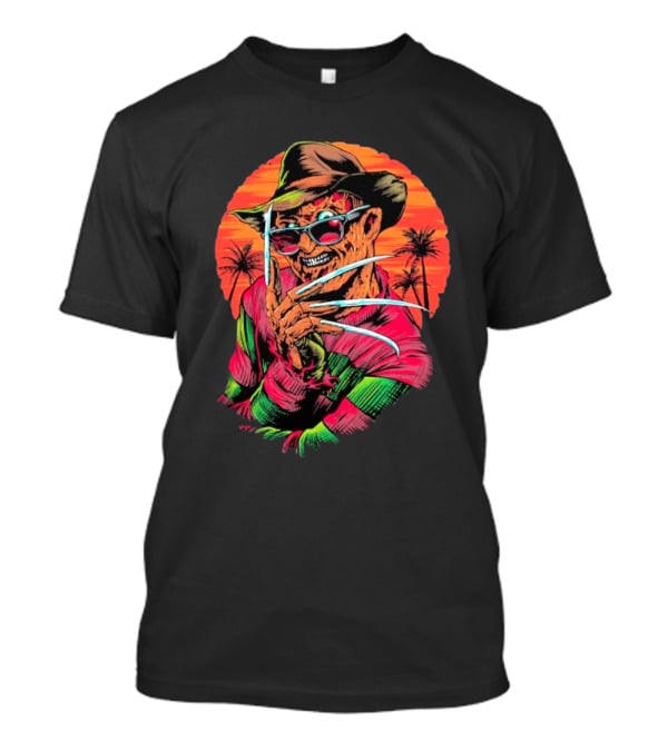 Fright-rags Freddy Krueger Kyle Crawford Retro Palm Sunset T-Shirt