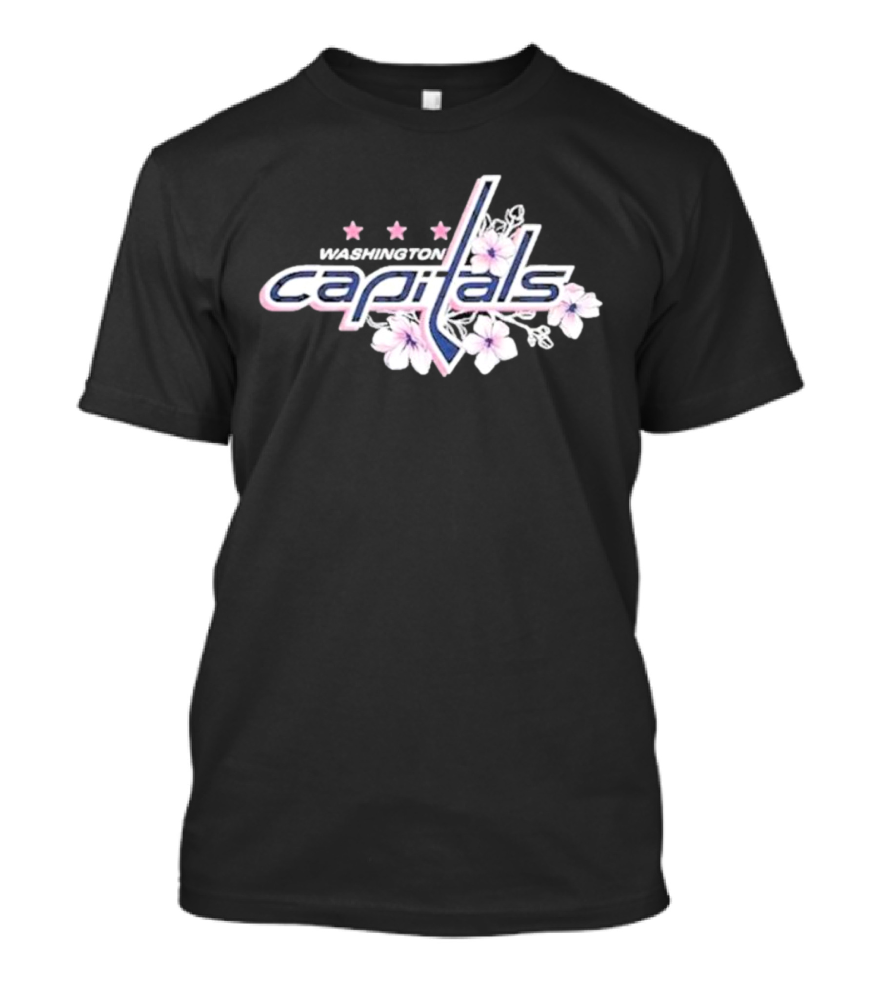 Washington Capitals Cherry Blossom Logo With Flowers And Stars T-Shirt