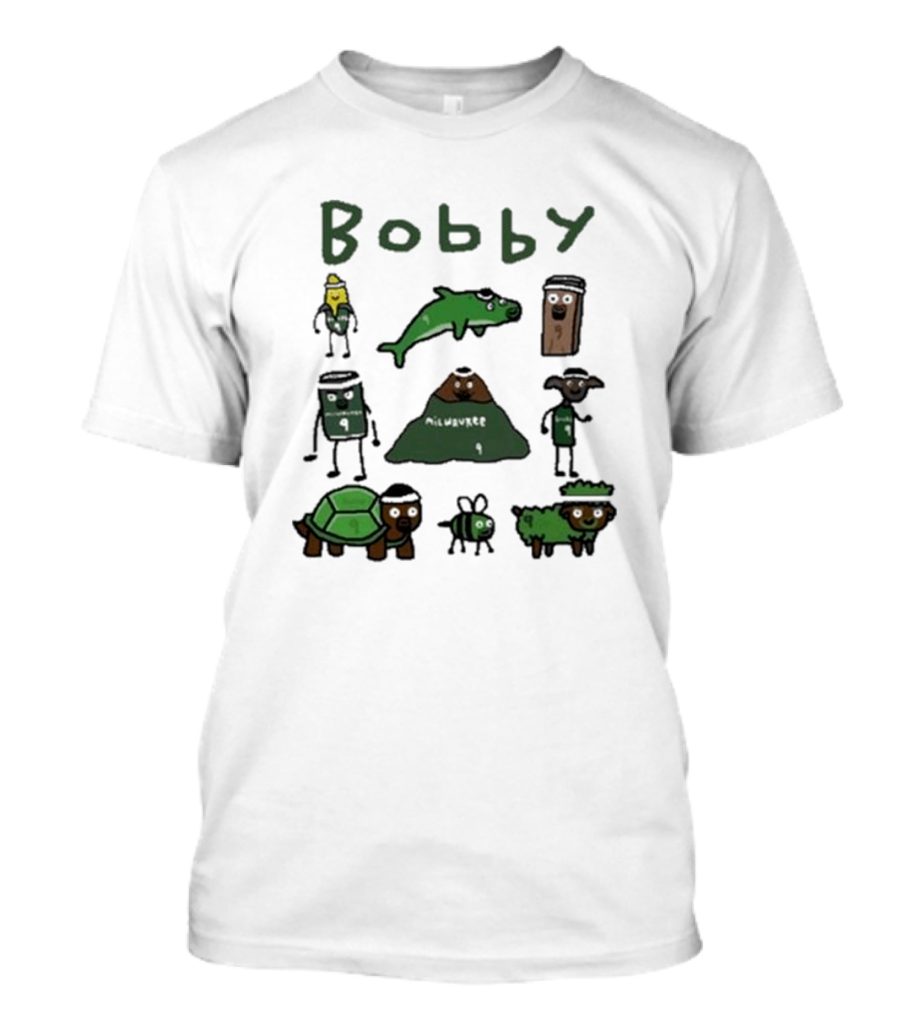 Bobby Milwaukee Nine Characters With Animals And Mountain T-Shirt