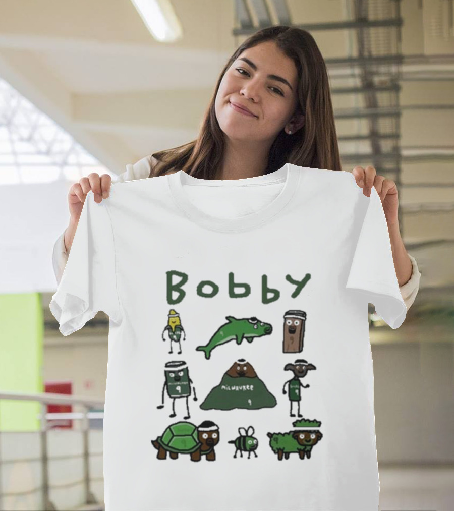 Bobby Milwaukee Nine Characters with Animals and Mountain T-Shirt