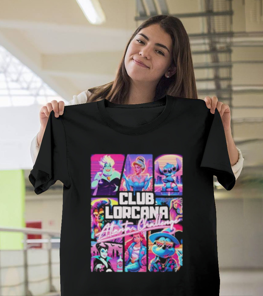 Club Lorcana Atlanta Challenge Ursula Cinderella Stitch 80s Neon T-Shirt