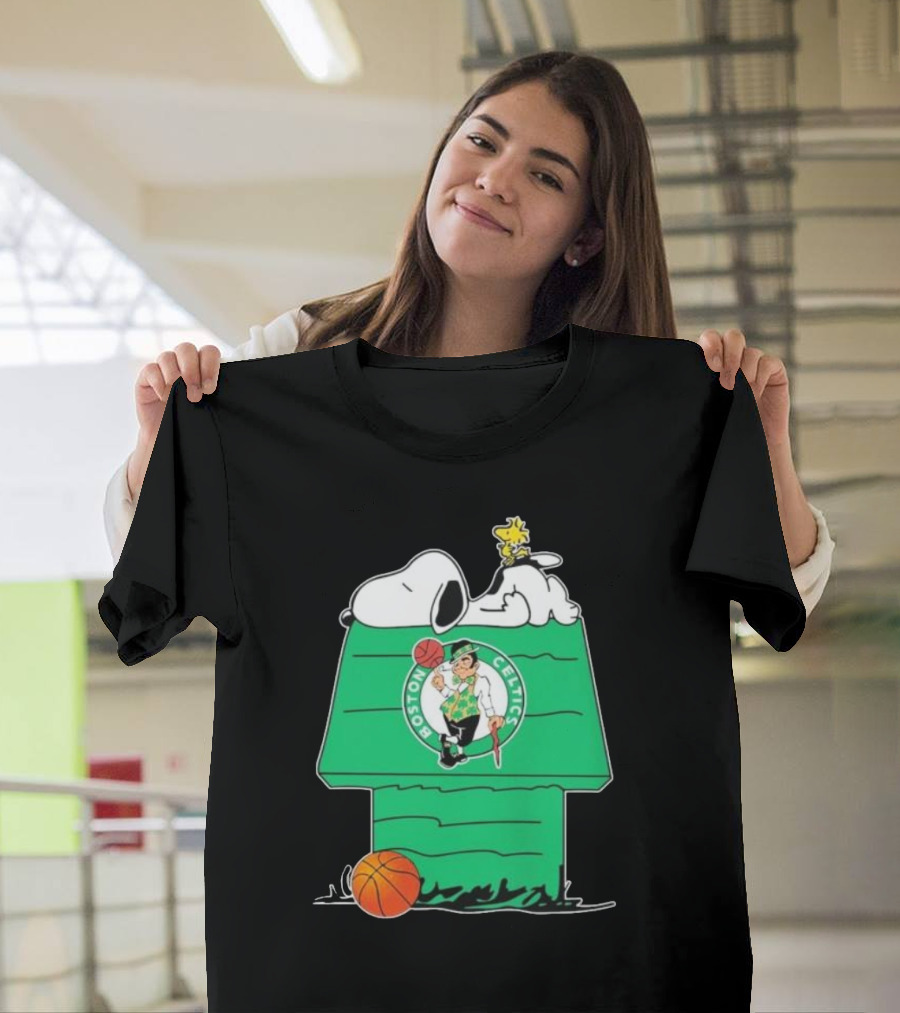 Peanuts Snoopy Woodstock Boston Celtics Basketball House T-Shirt
