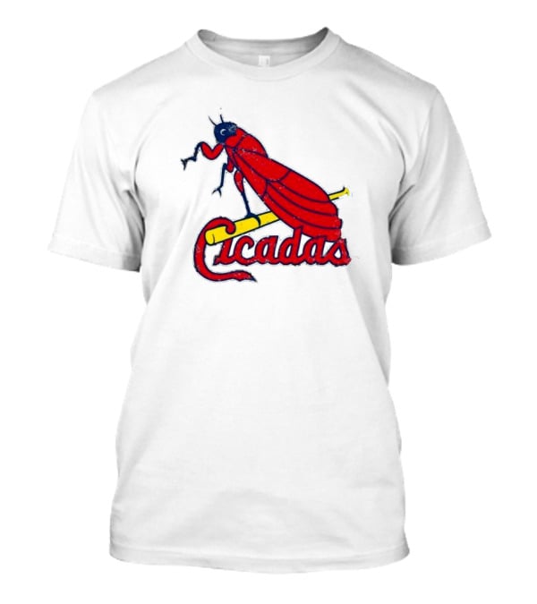 St. Louis Cicadas Red Insect Mascot Baseball Team T-Shirt