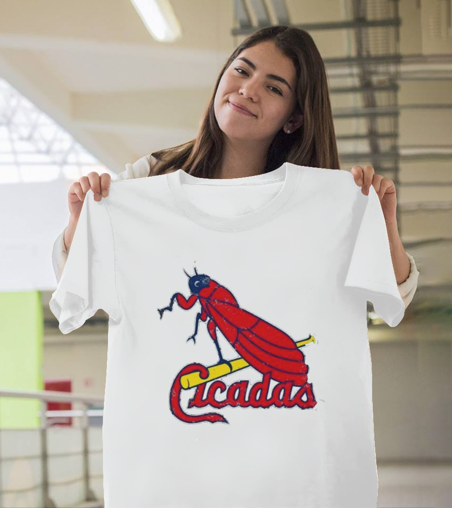 St. Louis Cicadas Red Insect Mascot Baseball Team T-Shirt