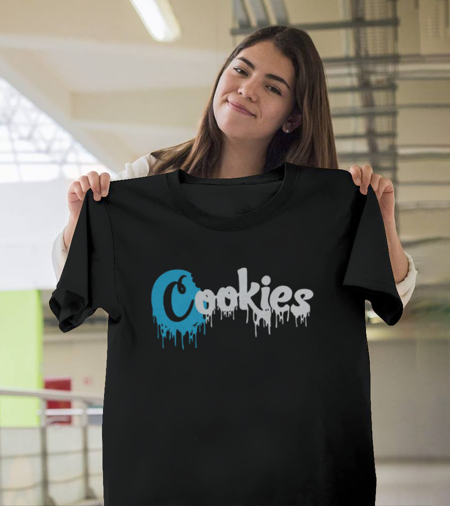 Cookies Dripping Text Blue T-Shirt