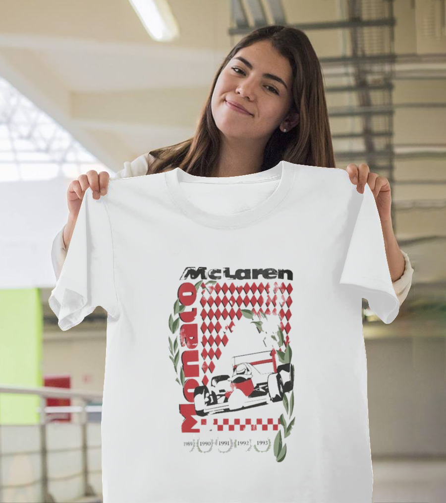 Mclaren Monaco Gp 2024 Racing Diamond Checks and Laurel Motif T-Shirt