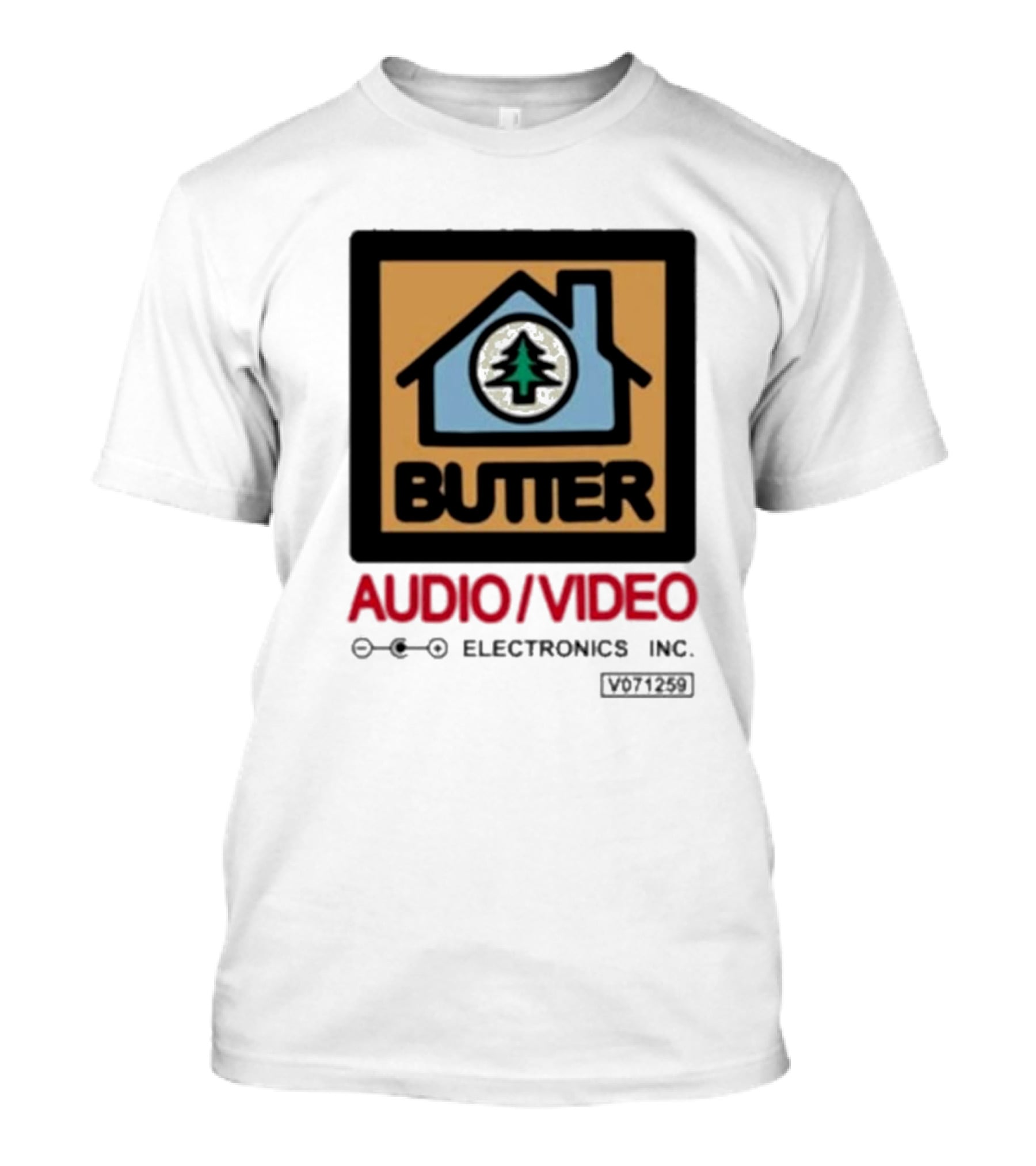 Tommyinnit Wearing Butter Audio Video Electronics Inc. House Symbol With Tree T-Shirt