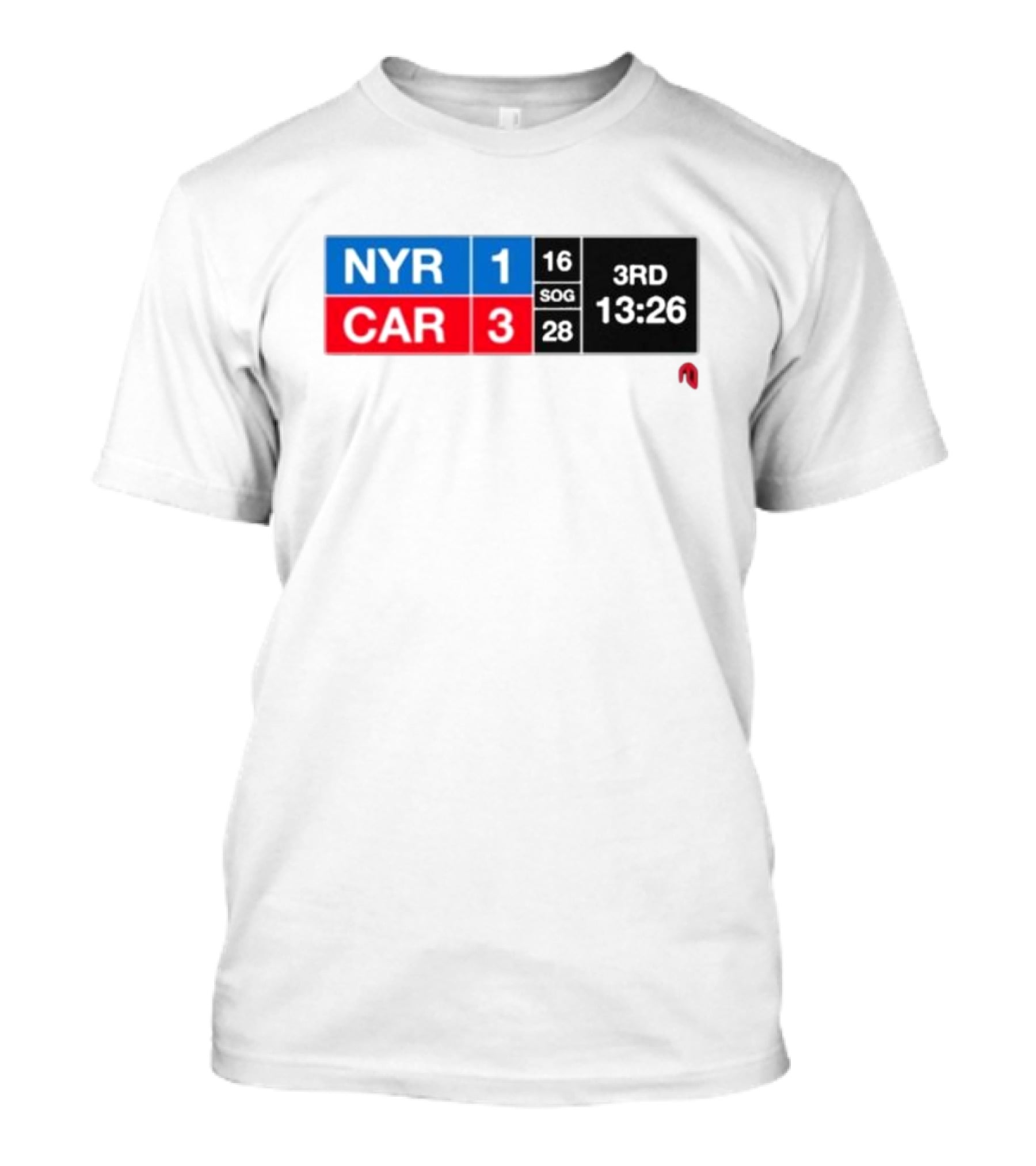 NYR 1 CAR 3 Scoreboard 3rd Period 13:26 SOG 16 28 T-Shirt