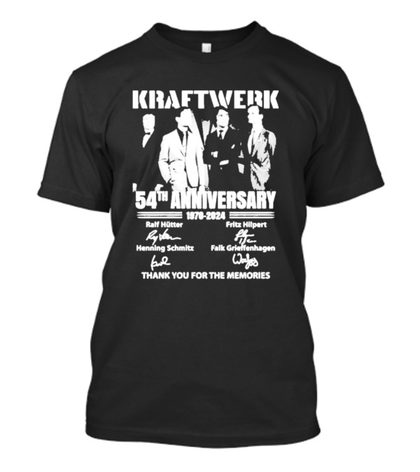 Kraftwerk 54th Anniversary 1970-2024 Thank You For The Memories Ralf Hütter Fritz Hilpert Henning Schmitz Falk Grieffenhagen T-Shirt