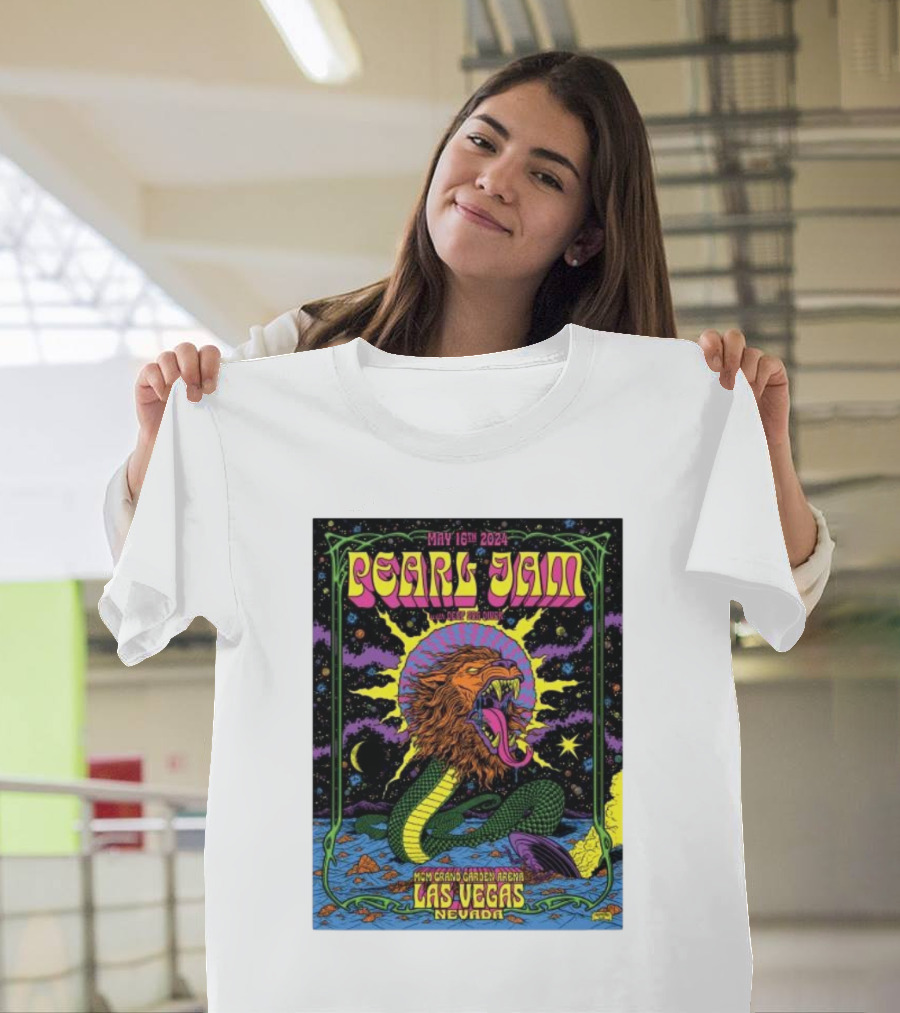Pearl Jam May 16 2024 MGM Grand Garden Arena Las Vegas Nevada Psychedelic Lion Serpent T-Shirt