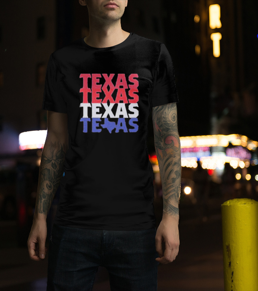 Texas Texas Texas Texas Map Red White Blue T-Shirt