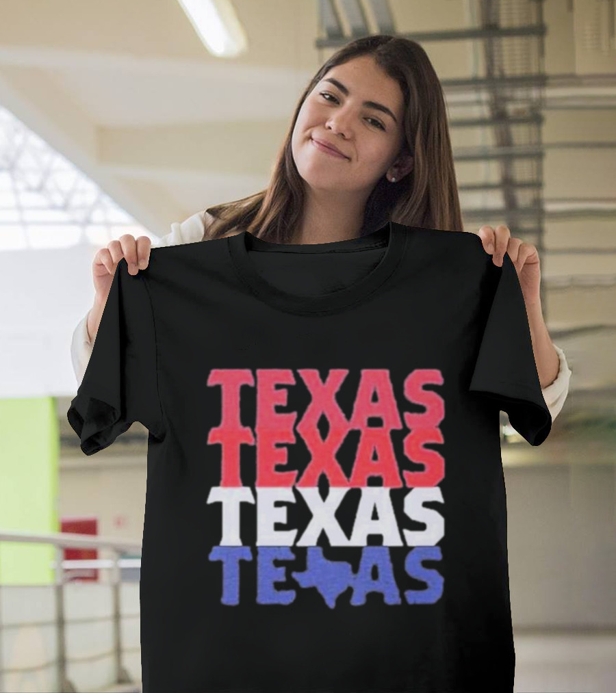Texas Texas Texas Texas Map Red White Blue T-Shirt