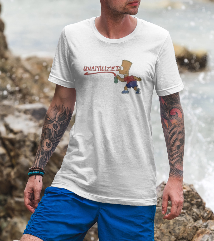 Uncivilized El Barto Graffiti Spray Can Iconic Character T-Shirt