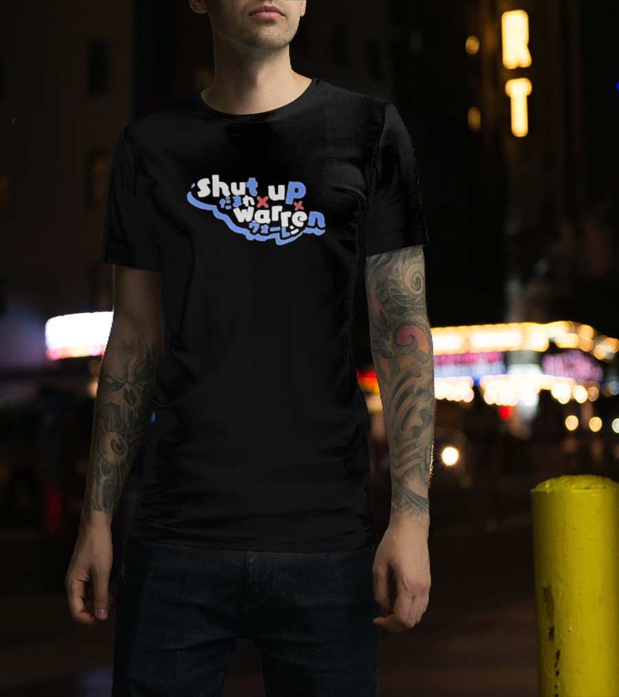 Shut Up Warren Japanese Text T-Shirt