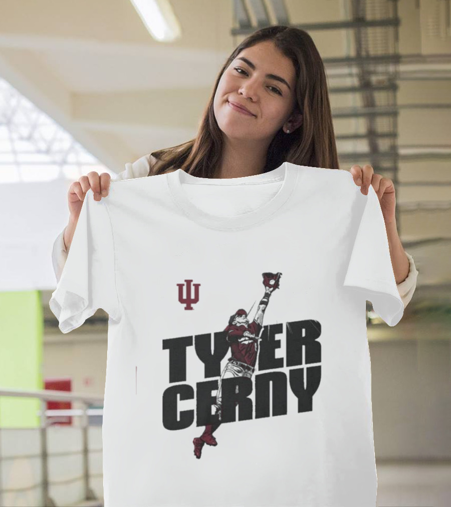 Tyler Cerny Baseball Indiana University Jumping Catch T-Shirt