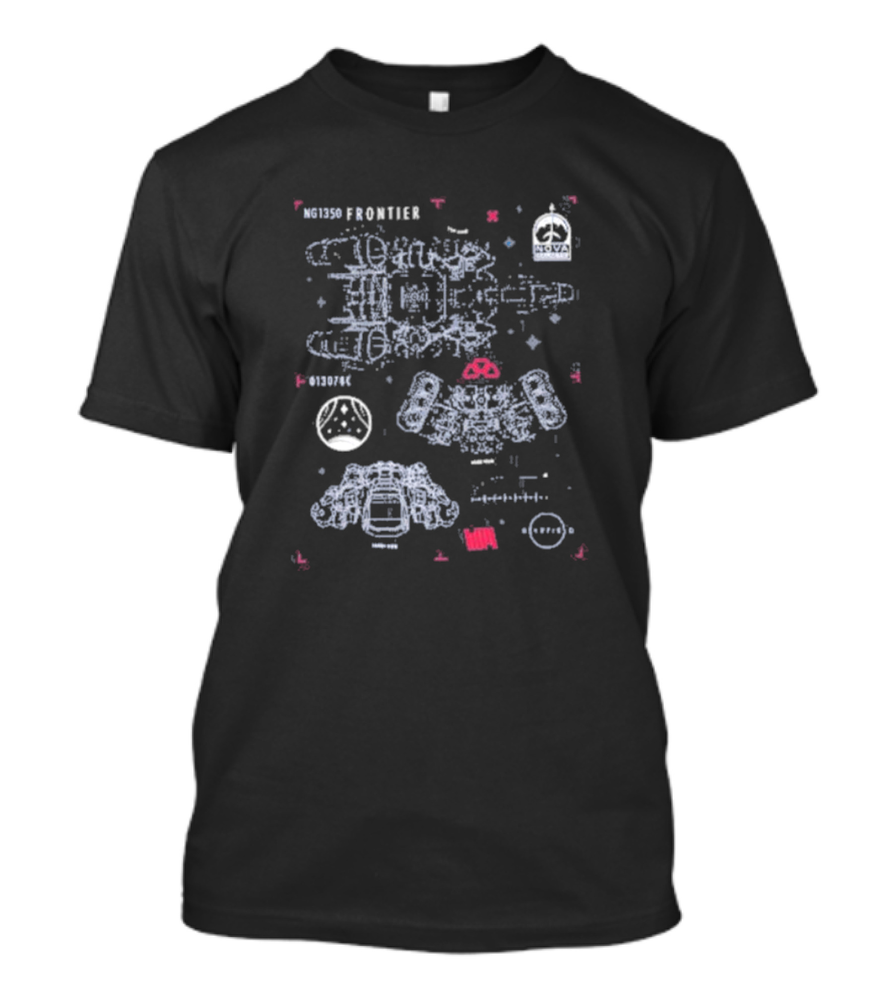 NG1350 Frontier Starfield Nova Ship Schematic Blueprint T-Shirt