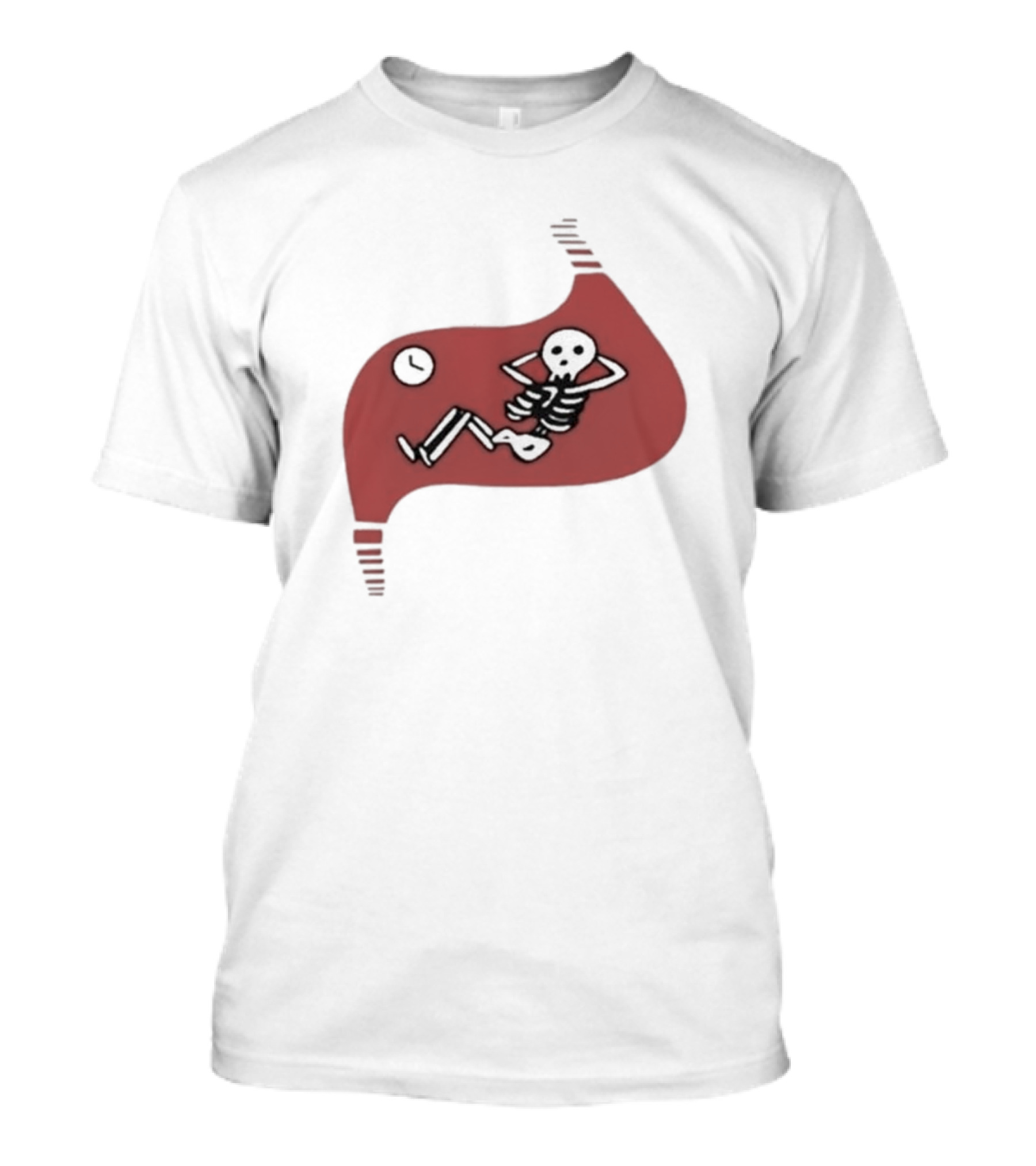 Falins Stomach Skeleton Relaxing Inside Red Shape T-Shirt