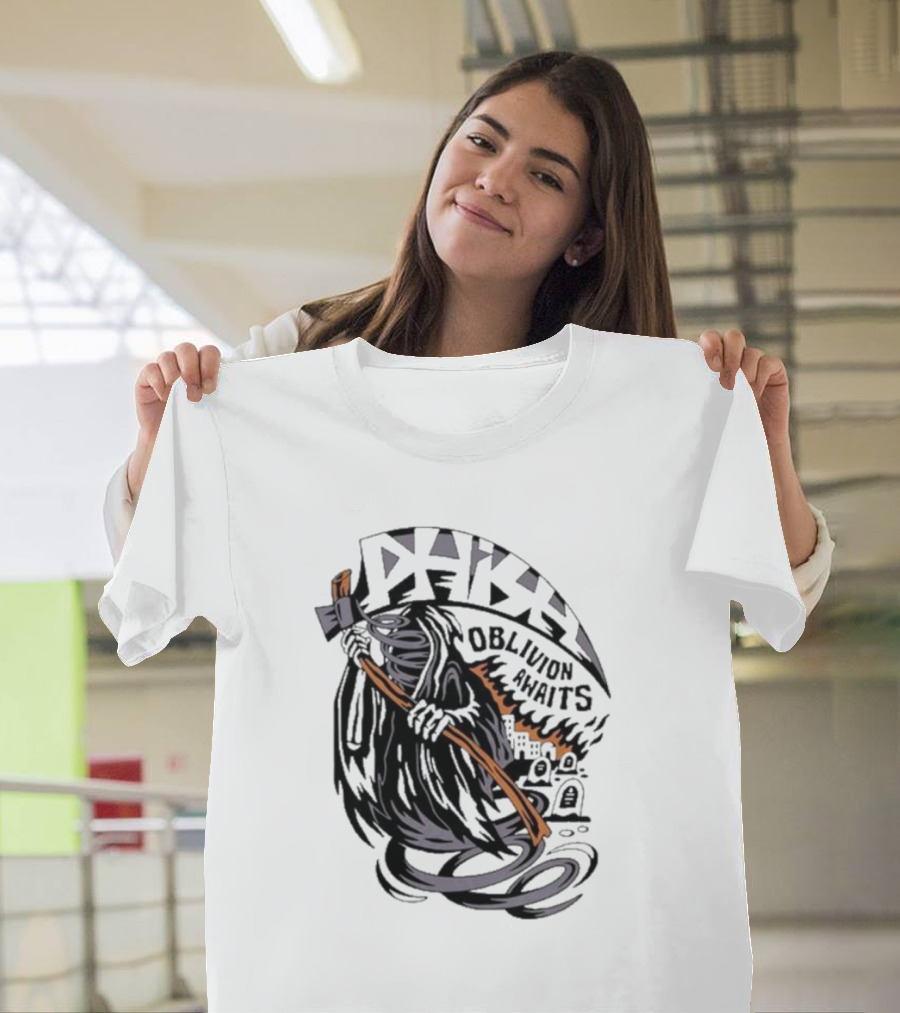 Dark Reaper with Scythe Oblivion Awaits Graves T-Shirt