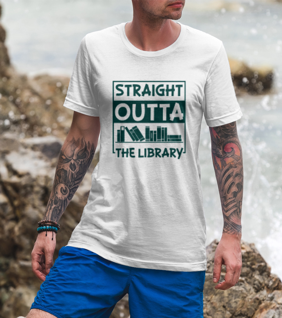 Straight Outta The Library Bookshelves Concept T-Shirt