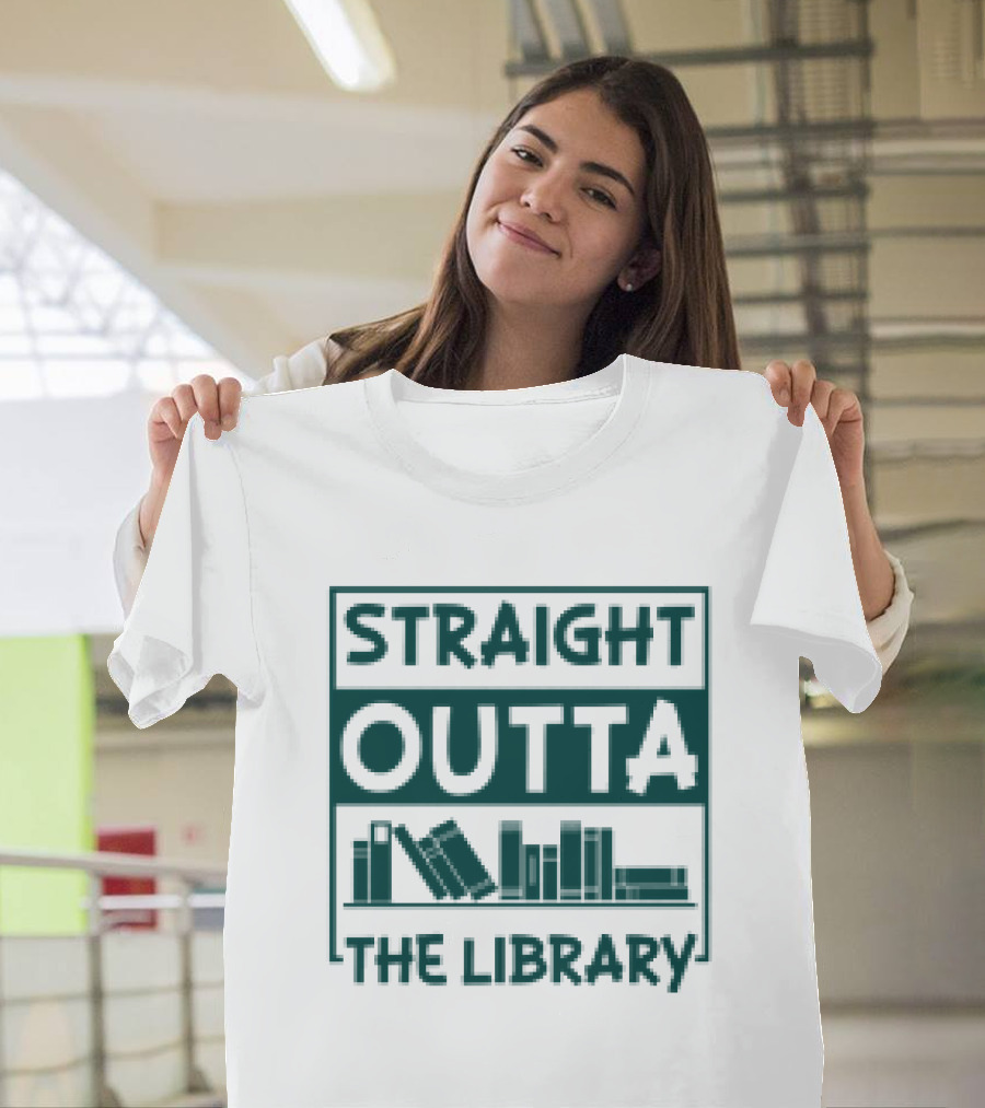 Straight Outta The Library Bookshelves Concept T-Shirt