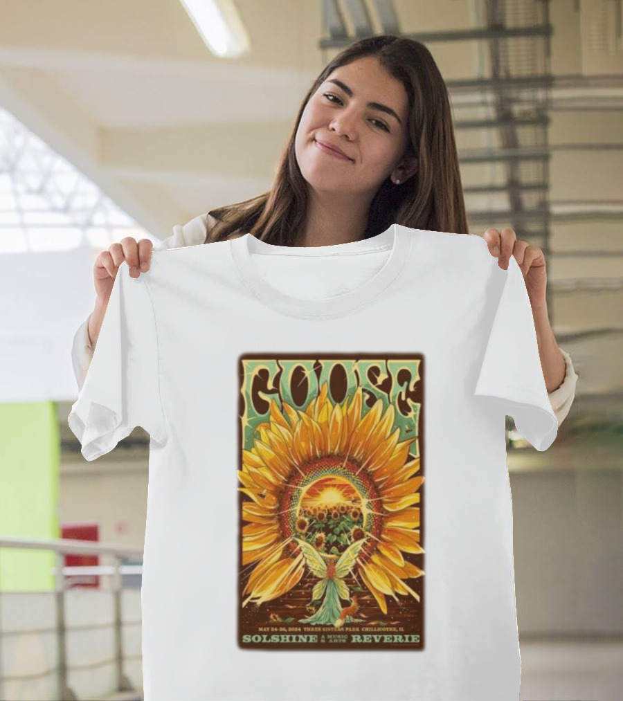 Goose May 24-26 2024 Three Sisters Park Chillicothe IL Solshine Music Reverie Sunflower T-Shirt
