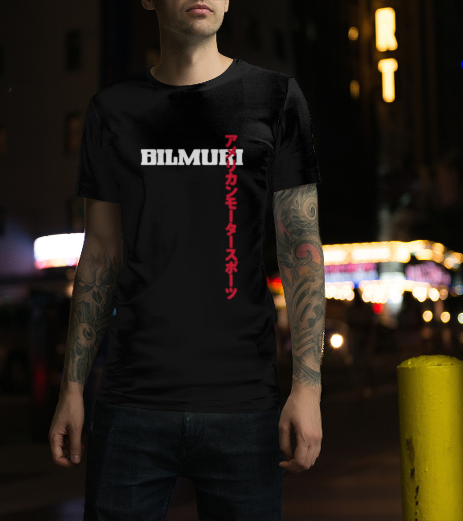 Bilmuri American Motorsports Japanese Text T-Shirt