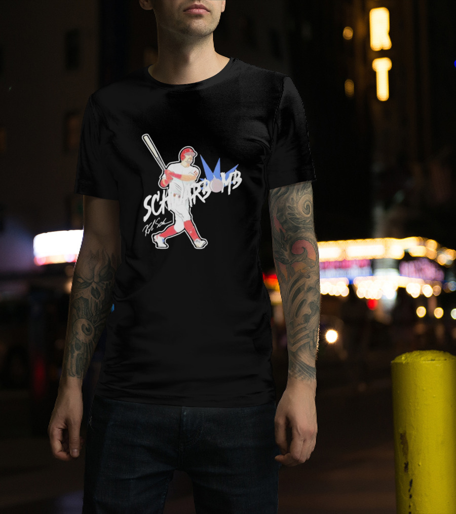 Schwarbomb Illustrated Baseball Swing With Signature Elements T-Shirt