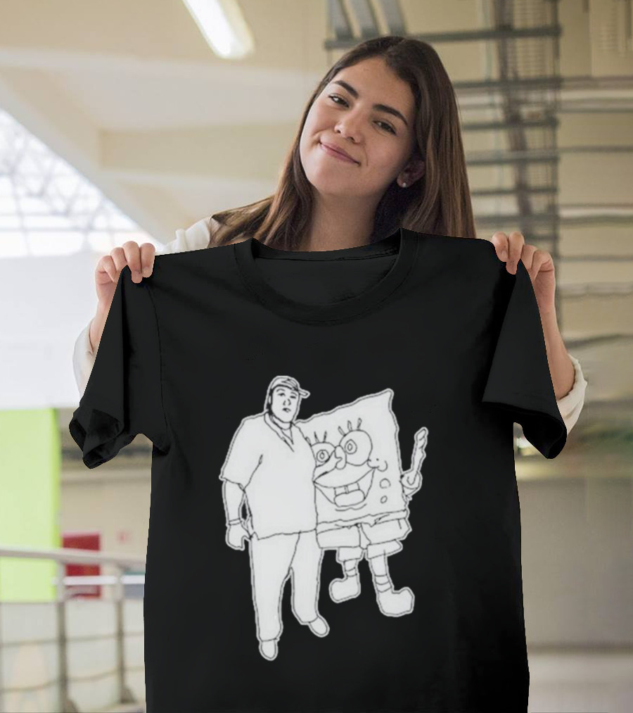 Fake Handshake Tony Spongebob Duo Outline T-Shirt