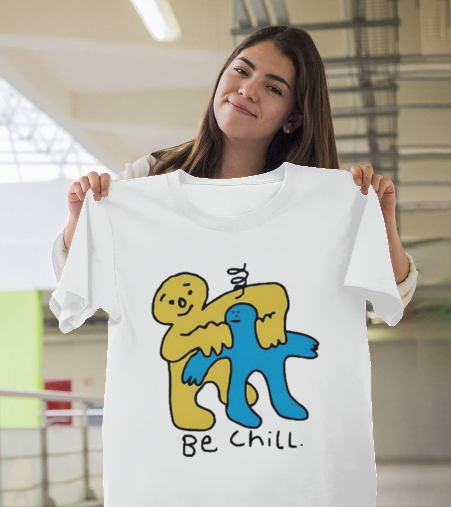 Iwantmyhoney Be Chill Yellow and Blue Figure Hugging T-Shirt