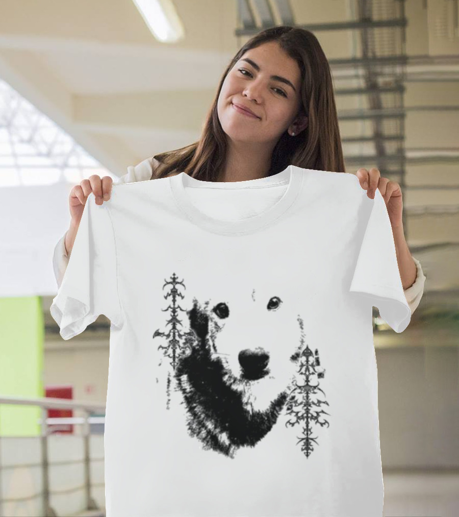 Wolf Face With Stylized Evergreen Trees T-Shirt