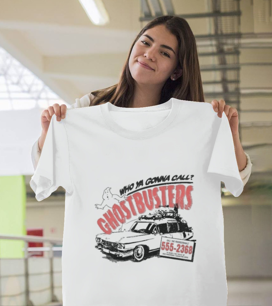 Who Ya Gonna Call Ghostbusters 555 2368 Ectomobile Ghost T-Shirt