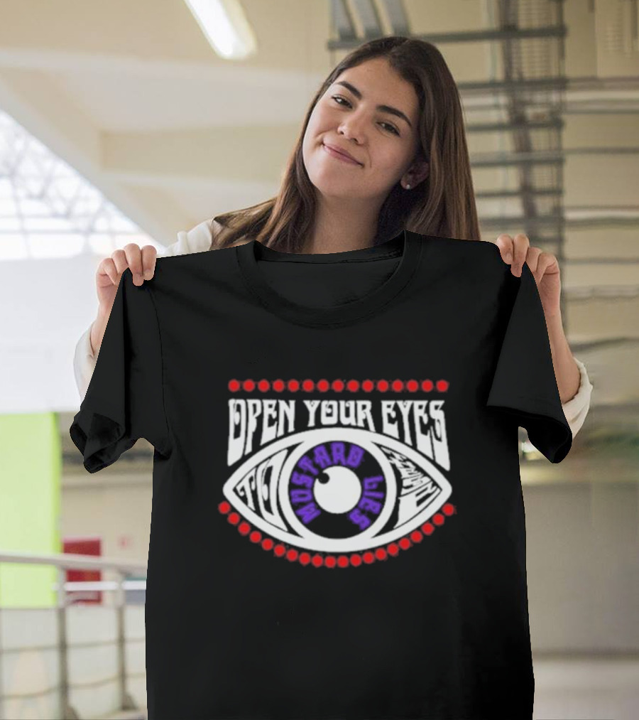 Open Your Eyes Rhinoceros Mustard Lies T-Shirt