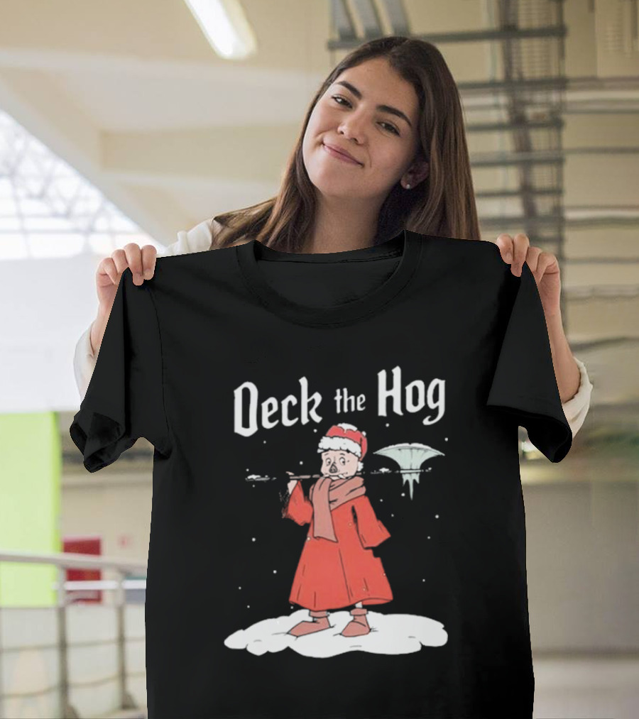 Bilmuri Deck The Hog Christmas Santa Ice Bonk Snow Fantasy T-Shirt