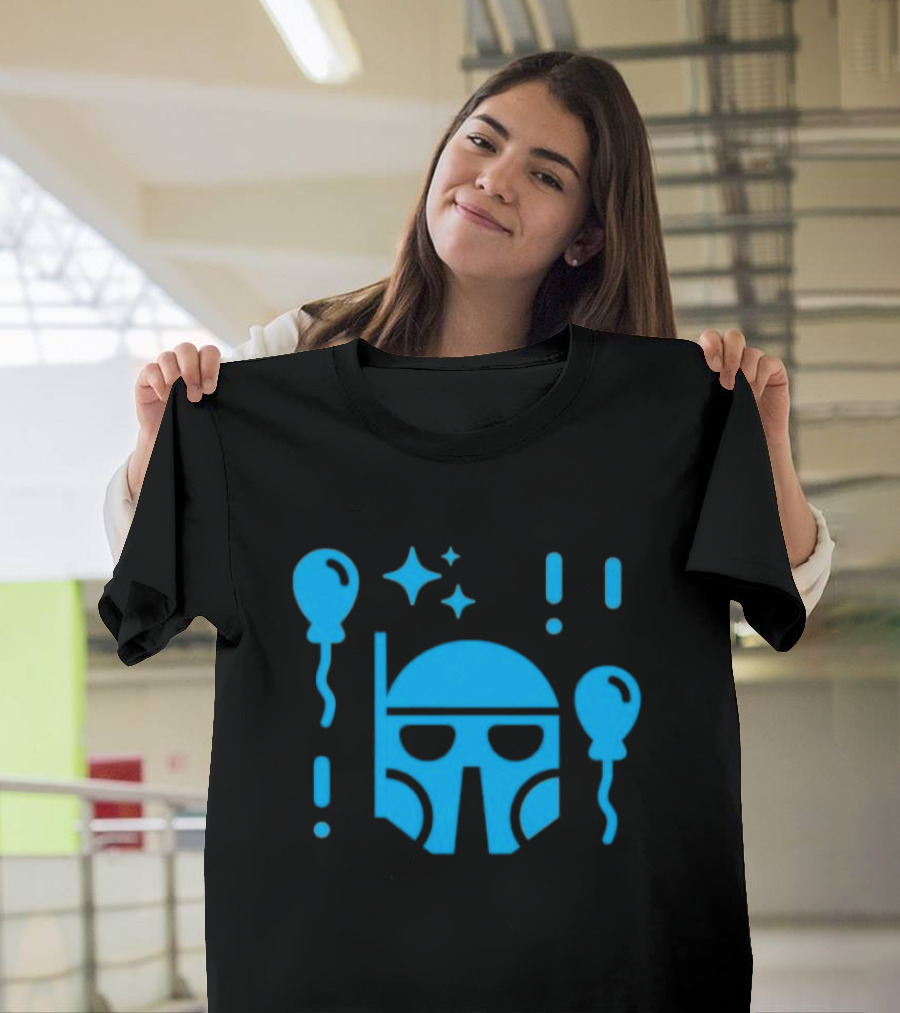 Boba Fett Helmet With Balloons And Stars Youth Star Wars Day T-Shirt