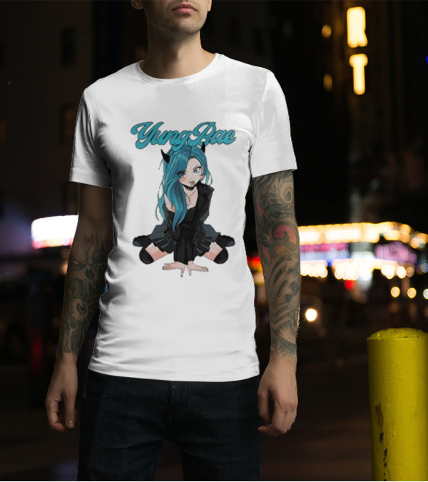 Yung Rae Blue-Haired Goth Anime Girl T-Shirt