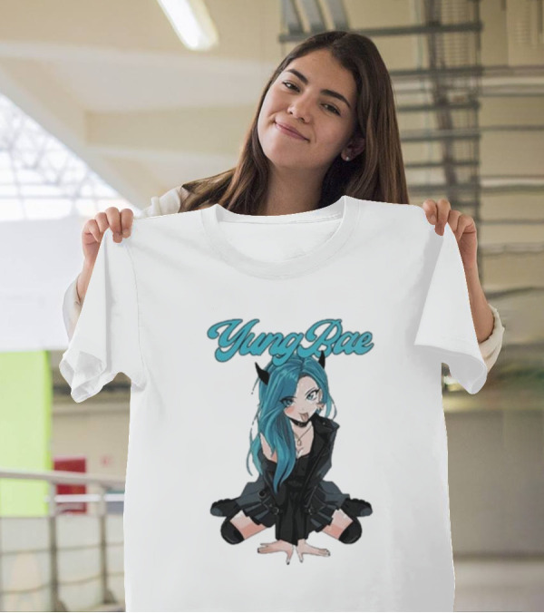 Yung Rae Blue-Haired Goth Anime Girl T-Shirt