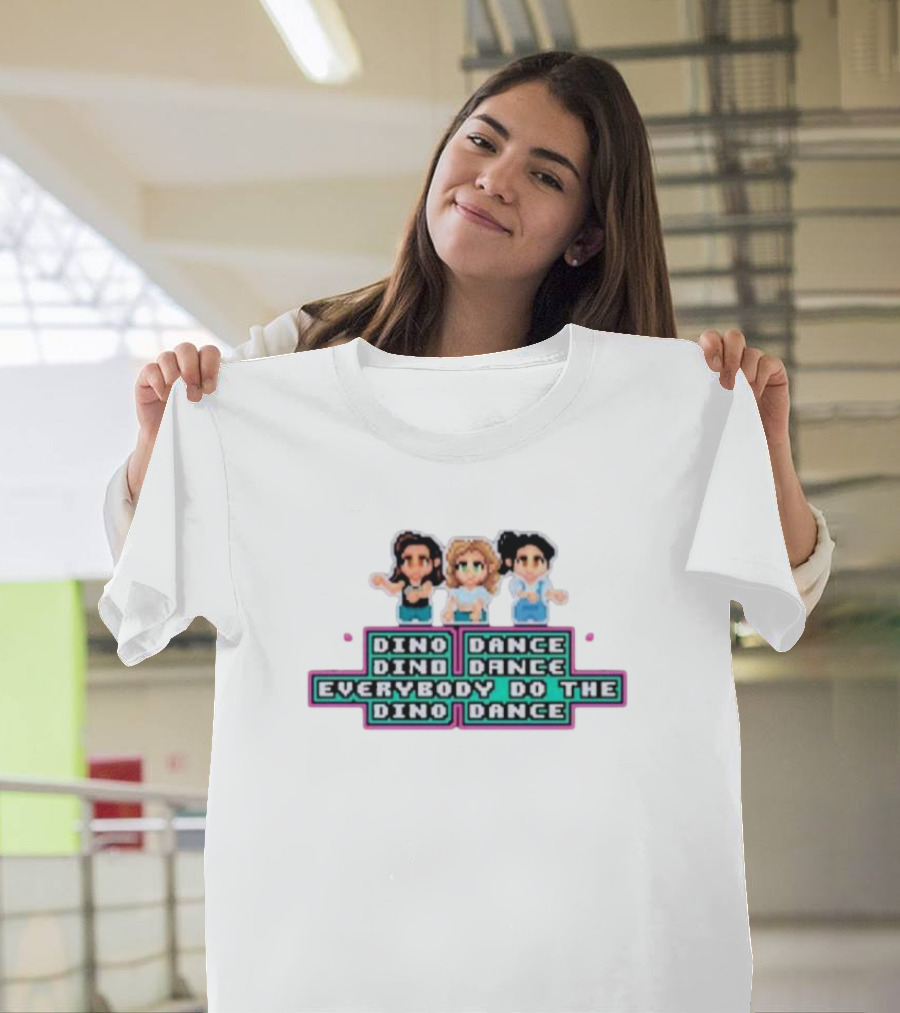 Dino Dance Everybody Do The Dino Dance Pixel Style Trio T-Shirt