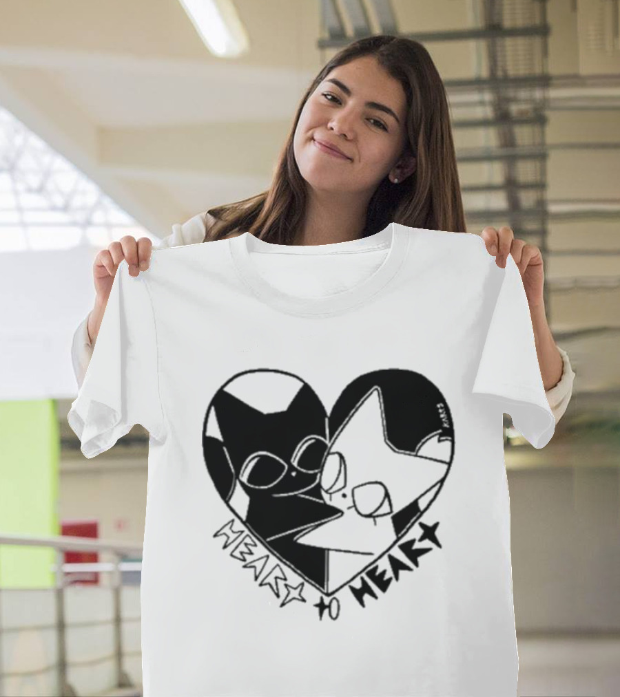 Heart to Heart Everpress Black and White Cat T-Shirt