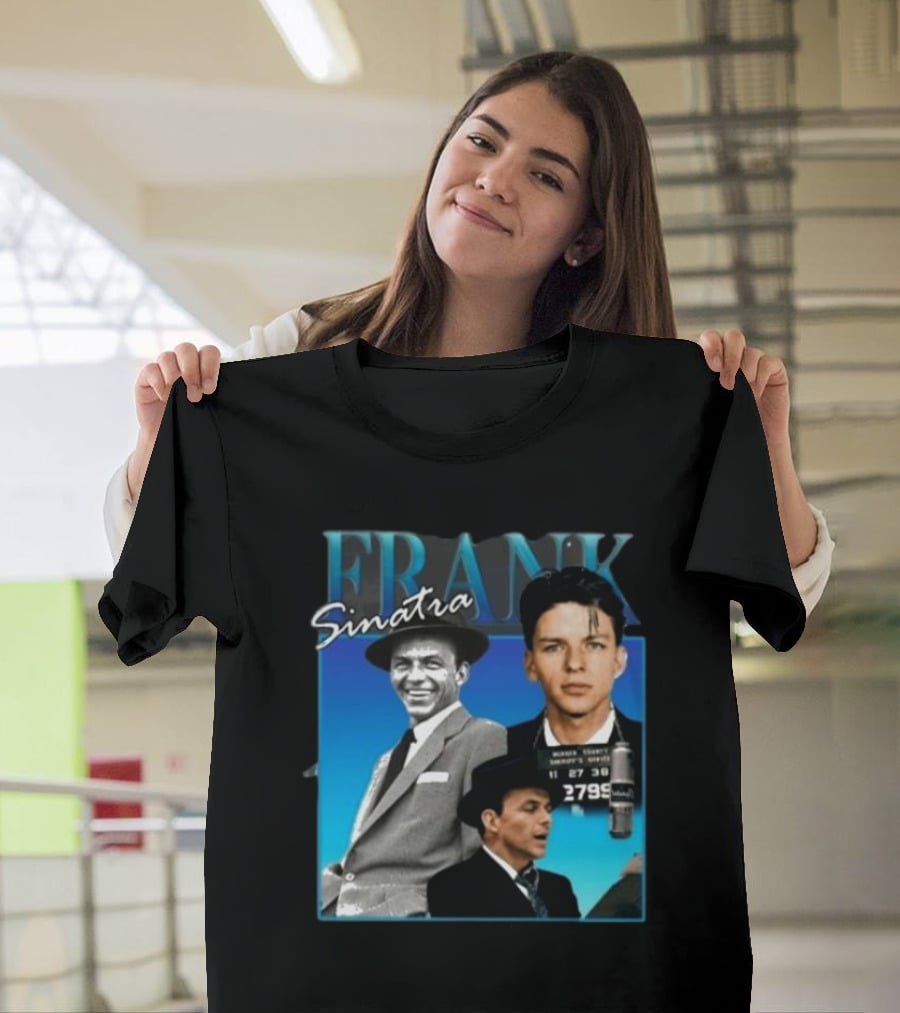Frank Sinatra Classic Blue Portrait Montage T-Shirt