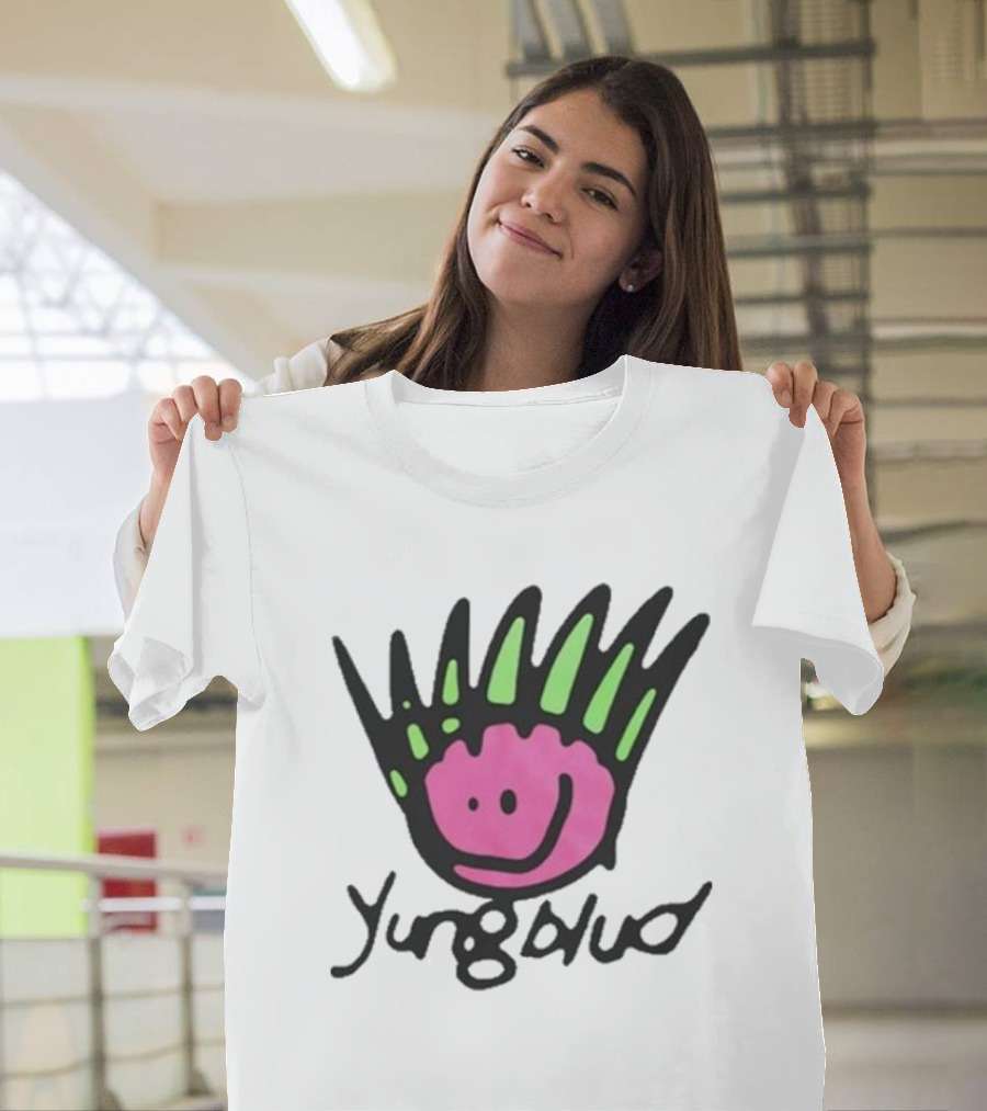 Yungblud Be Fookin Happy Pink Smiley Face with Green Spikes T-Shirt