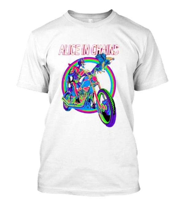 Alice In Chains Psychedelic Devil On Chopper With Bird T-Shirt