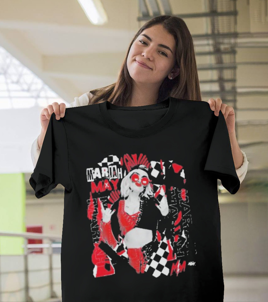 Mariah May All Elite Wrestling Checkerboard Red And Black T-Shirt