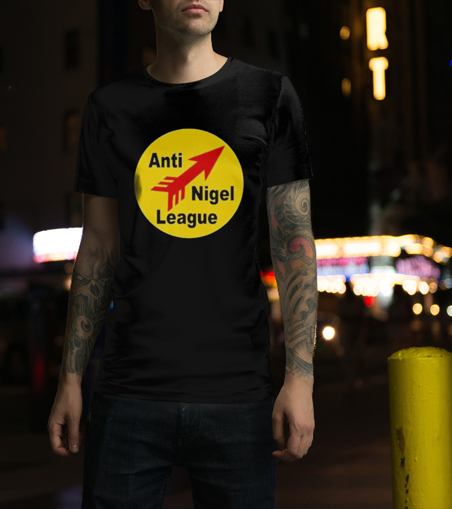 Anti Nigel League Red Arrow Emblem Yellow Circle T-Shirt