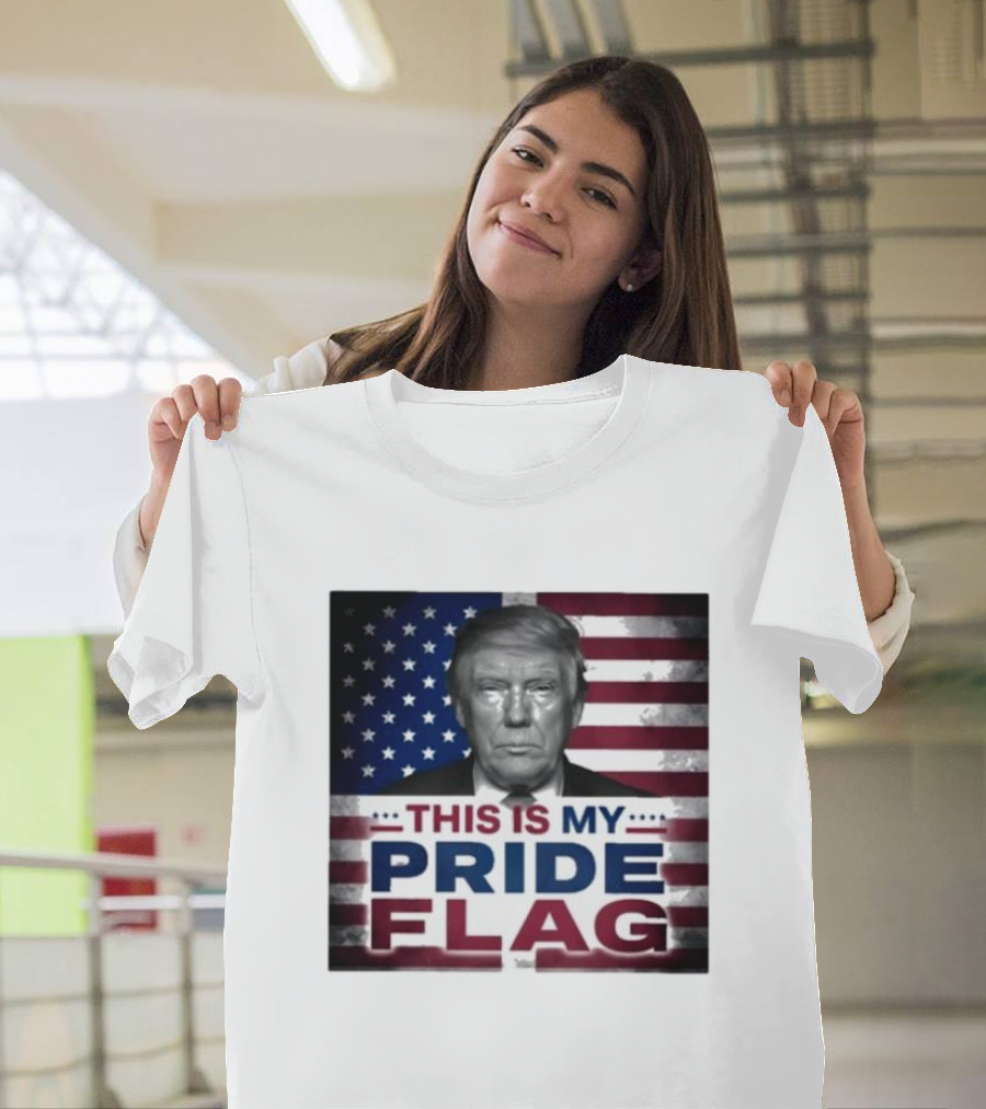 Donald Trump This Is My Pride Flag American Stars and Stripes Background T-Shirt