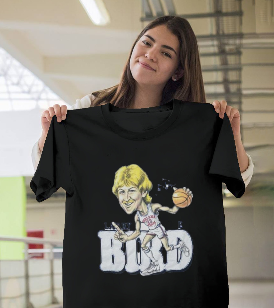 Larry Bird Indiana State Basketball Caricature Signature T-Shirt