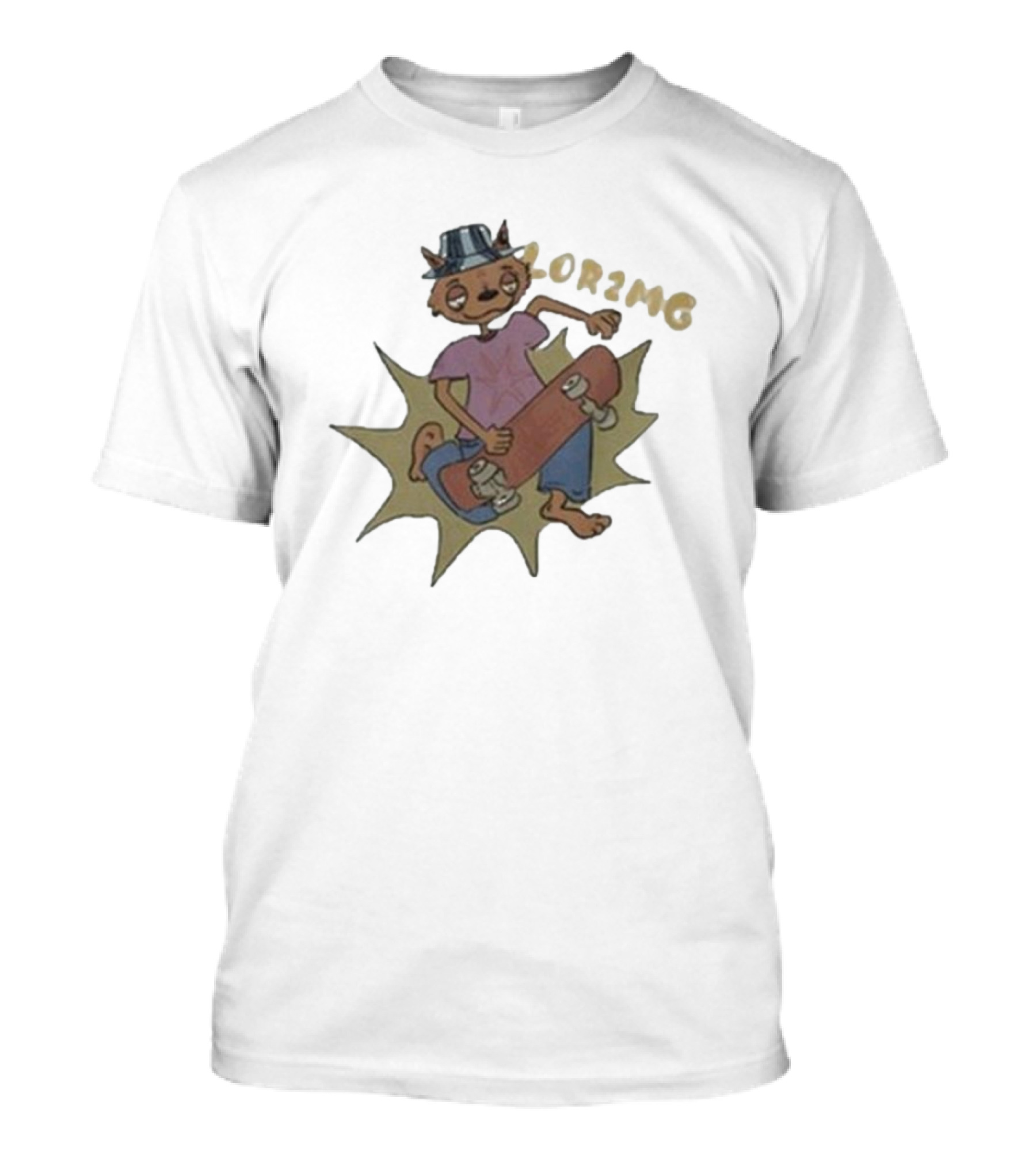 Lor2mg Cartoon Cat Skater In Hat T-Shirt