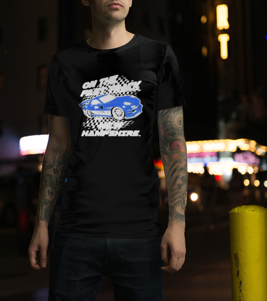 On The Fast Track New Hampshire Wildcats Racing Car T-Shirt